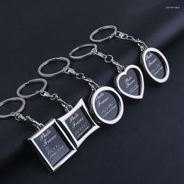 Keychains RE Zinc Alloy Po Frame Key Chain Ring Heart Round Square Classic Style 12pcs/lot Keyring Keychain