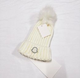 Designer Winter Knitted Beanie Woollen Hat Women Chunky Knit Thick Warm faux fur pom Beanies Hats Female Bonnet Beanie Caps 10 colo6513003