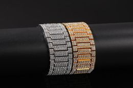 New Fashion Cuban Chain Bracelet For Men 21mm 20cm Yellow White Gold Plated Rhinestone Ice Out Hip Hop Bracelets Chain for Men8469455