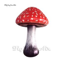 wholesale Personalised Giant Lighting Inflatable Mushroom Balloon Outdoor Landscape Light Air Blown Mushroom Model With Red Domed Cap For Event