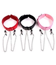 Newest Arrival Bdsm collar with Nipple clamps sex toys for couples bondage collar SM games sex shop slave collar fetish nipple suc7863646