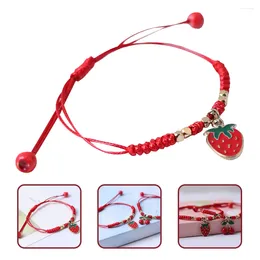 Charm Bracelets 2Pcs Friendship Woven Bracelet Strawberry Hand Chain Adjustable Braided