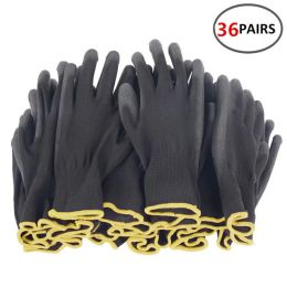 Gloves 12 Pairs S/M/L Nylon PU Safety Working Gloves Builders Grip for Palm Coating Gloves Carpenters Maintenance Workers Supplies