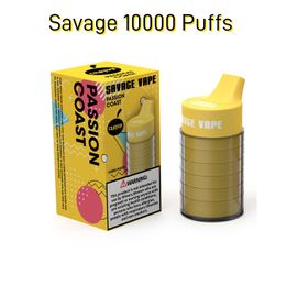 Original Savage Vape Puff 9K 10K 10000 Puffs 25ml Vaper Desechable 2% 3% 5% Adjustable Airflow Puffs Prefilled Cart 10 Flavors Taste Device Mesh Coil 650mAh Battery Pen