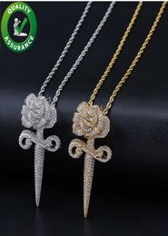 Mens Iced Out Hip Hop Chain Pendants Luxury Designer Necklace Hiphop Jewellery Women Bling Diamond Rose Pendant Custom Rapper Access7516925