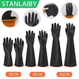 Gloves STANLAIBY Heavy Duty Latex Gloves,14",18",22" Work Waterproof Industrial Rubber Gloves, Black Size XL