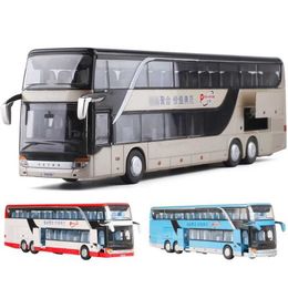 Diecast Model Cars 1 50 SETRA Bus Toy Car Boy Die Cast Metal Model Childrens Pull Back Mini Sound Light Education Series Gift for ChildrenL2405