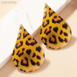 Stud Earrings Large Metal Water Drop Leopard Print Post For Women Fashion Jewelry Trendy Design Style Holiday Accessories 2024573