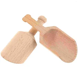 Dinnerware Sets 2 Pcs Bath Salt Scoops Nature Wooden For Cooking Condiments Coffee Beans Sugar Spices