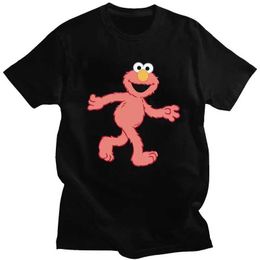 Men's T-Shirts Sesame Street T-shirt Mens Pre collected Cotton T-shirt Cookie Monster Elmo T-shirt Short sleeved Graphic T-shirt J240506