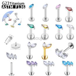 Body Arts G23 Titanium ASTM F136 stud earring Piercing Lip Labret Ear Stud Nose For Women CZ Tragus Daith Helix Ear Cartilage Body Jewelry d240503