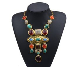 Chokers Baroque Multi Geometric Stone Statement Necklaces For Women Bohemia Jewellery Colourful Crystal Chunky Necklace Female Bijoux8789390