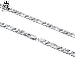 Chains ORSA JEWELS Trendy Man Woman Figaro Chain Necklace 5mm DiamondCut 925 Silver Jewellery Party Gift Whole OSC3413306756