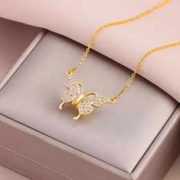 Pendant Necklaces Fashion Magnet Butterfly For Women Female Stainless Steel Clavicle Chain Jewelry Girl Party Gift Wholesale