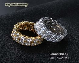 New Style Real Copper Rings Chiny 2 Rows Cubic Zirconia Punk Finger Accessories For Men HipHop Trendsetter Rock Rapper Jewelry Go9888891