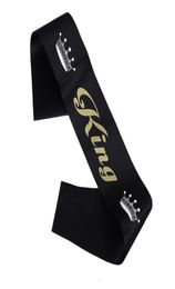 Luxury Prom Queen King Sash Personalised Celebration Satin Ribbon Sashes with Print Crown for Birthday Hen Night Pageant Party Bla6698106