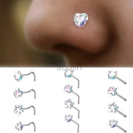 Body Arts 4PCS Surgical Steel Heart Nose Ring Stud Pack Real Star L Shape Nose Piercing Stud Set Square Nose Rings Set Piercing Nariz Lote d240503