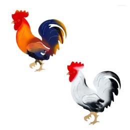 Garden Decorations Stake Metal Rooster Statues Sculpture Decors Chicken Yard Art Lawn Ornaments Figurines For Outdoor