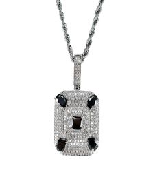 Fashion black gemstone pendant necklaces for men western square diamonds luxury necklace real gold plated copper zircons Cuban ch8062041