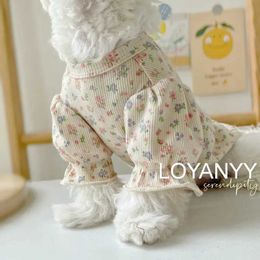 Dog Apparel Floral Pullover Hoodies Shirt Sleeve Cat Clothing For Small Dogs Skirt Princess Dress Schnauzer Flying Clothes H240506