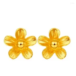 Stud Earrings 999 24K Yellow Gold Flower