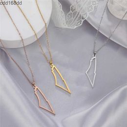 Pendant Necklaces Israel Map Pendant Necklace for Women Men 14k Yellow Gold Colour Neck Chains Country Geography Jewellery