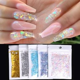 Irregular Glass Paper Nails Glitter Nail Flakes Slices Sparkly Sequins Paillette Tips 3D Nail Art Decoration DIY Manicure