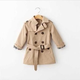 Fashion Boys Girls red trench coat Long Style Tench Coats Fall Winter Children Plaid Double-Breasted Jackets Kids Boy Outwear 1-12 Year 295B