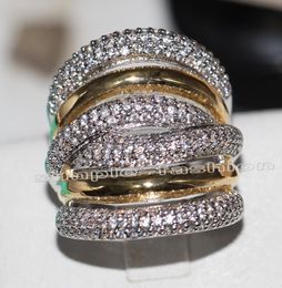 Fashion Jewellery Classic 236pcs Gem 5A Zircon stone 14KT White Yellow Gold Filled Engagement Wedding Band Ring Set Sz 5111670058