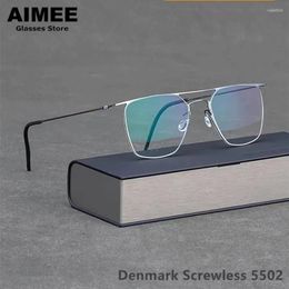 Sunglasses Frames Denmark Brand Screwless Titanium Glasses Frame Men Double Beam Square Ultralight Prescription Eyeglasses Women Optical