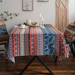 Table Cloth Rectangular Round Tablecloths Cotton Linen Ethnic Bohemian Set Patchwork Print Dining Side Decor