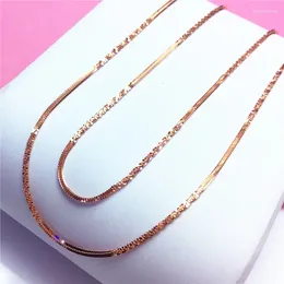 Chains Fashion Shiny Corrugated Chain Necklace 14K Rose Gold Men's And Women's Unisex Fine Jewellery Accessories