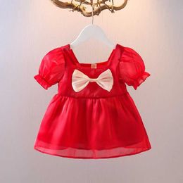 Girl's Dresses Summer Baby Girl Dress Bow Wedding Toddler Dress Puff Sleeve Princess Costume Birthday Party Kid Children Clothing Outfit