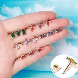 Stud Earrings 1pc Ins Summer Zircon Dinosaur Tragus Piercing For Women Girls Fashion Jewelry