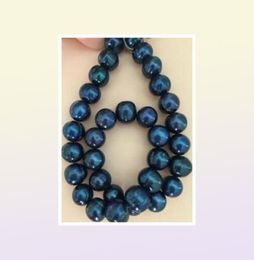 Huge 18 quot1011mm tahitian black genuine blue baroque pearl necklace 14K3298948