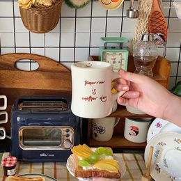 Mugs Waist Closing Mug Coffee Cup Retro Brown English Ceramic Minority Milk Pull Flower Cups