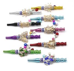 Colourful Metal Blunt Joint Holder Hookah Mouthpiece Smoking Mouthtip Tip for Shisha with Bling Bling Jewellery Drip Accessory2553832