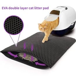 Houses Double Layer Cat Litter Mat EVA Waterproof Nonslip Cat Pad Washable Bed Mat Clean Pad Cat Litter Trapping Pet Cat Accessories