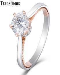 Transgems 14k White And Rose Gold 1ct 65mm Moissanite Engagement Ring For Women Wedding Solid Two Tones Ladies Ring Y190612033799576