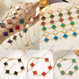 2024 18K Gold Plated Classic Fashion Charm Bracelet Four-leaf Clover Designer Jewelry Elegant Mother-of-Pearl Bracelets For Women and Men High Quality