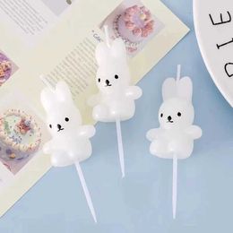 3PCS Candles Cartoon Cute Childrens Little White Rabbit Vintage Smiling Face Rabbit Birthday Candle Party Decoration Rabbit