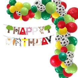 Party Decoration Farm Cow Balloon Arch Garland Kit Animals Decorations With Happy Birthday Banner Barnyard ThemeParty Supplies