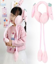 Berets Cute Cartoon Headband Ladies Children Winter Soft Carrot Ears Moving Warm Earmuffs Plush7078392