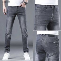 Men's Jeans 2024 Spring/Summer New Mens European and American Style Jeans Fashionable Comfortable Breathable Slim Fit Straight Elastic Pants WX