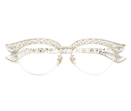 Cubojue Cat Eye Pearl Women Glasses Clear Lens Transparent Fashion Eyeglasses Frames Woman Half Frame Spectacles Eyeglass Ladies6855091