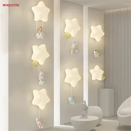 Wall Lamp Iron Art Pe Cartoon Star Puppy Animals Led Kids Sleeping Bedside Night Lights Hallway Sconces Home Decoration