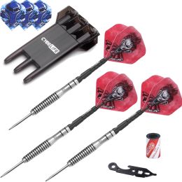 Darts Cyeelife 90% Tungsten Steel Tip Darts 23g with Carrying Case,aluminium Shafts+sharpener+tool,for Competition Pro Dart Set