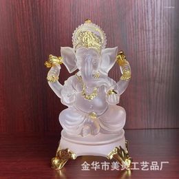 Decorative Figurines Elephant God Water Glass Buddha Statue Thai Zen Southeast Asian Style Inner Transparent Resin Craft