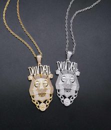 hip hop DUN DEAL dog head pendant necklaces for men women luxury Robot dog pendants 18k gold plated copper zircons letters capital7290088