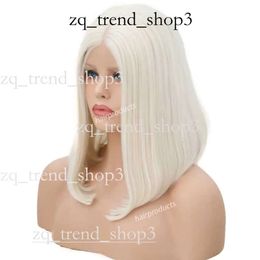 Lace Wig Blonde Whitewig Shoulder-length Straight Hair Synthetic Front Lace Wig Glue-free Heat-resistant Fibre Hair Natural Hairline Free Points Female 923